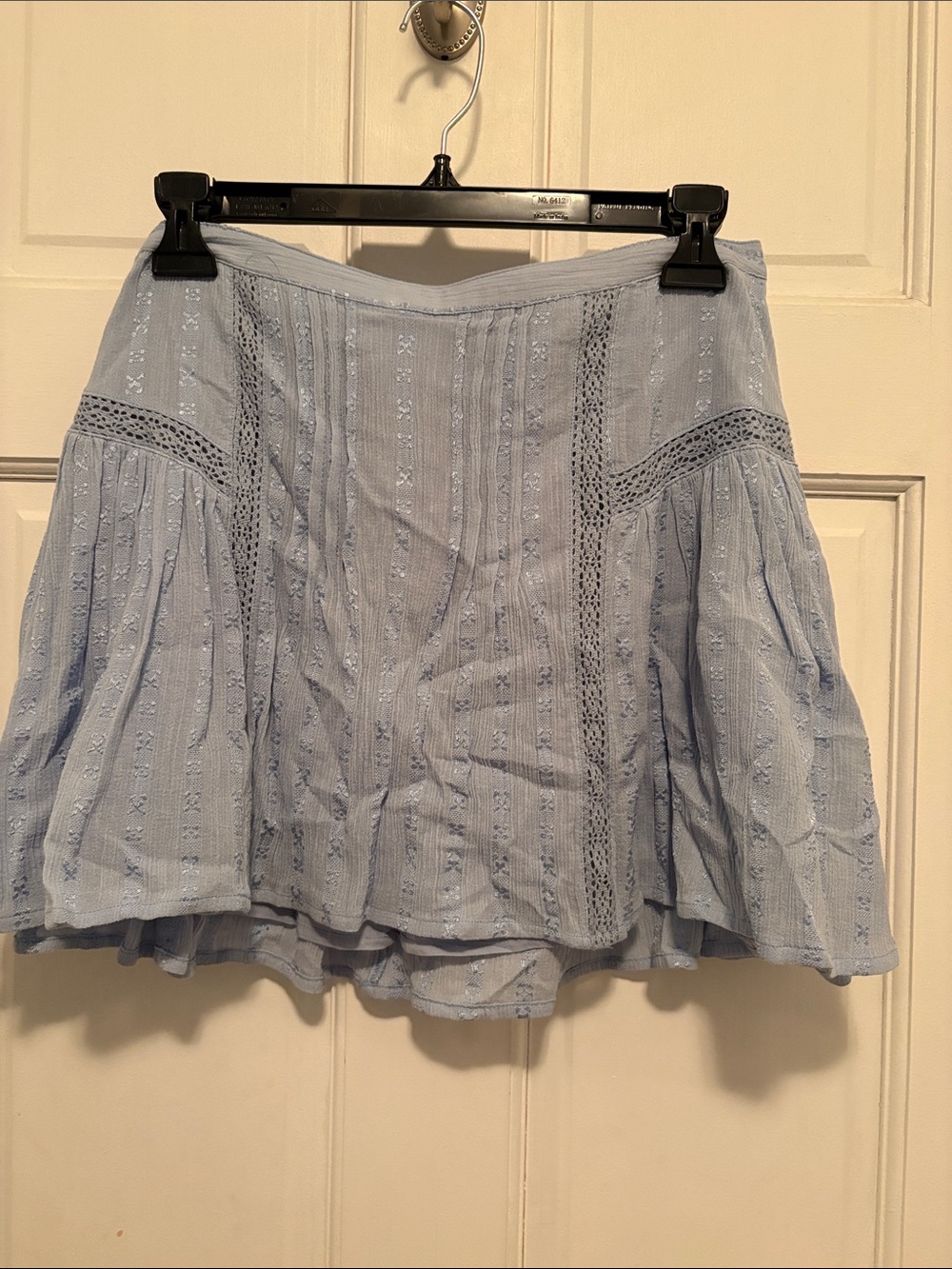 Chelsea & Violet Light Blue Women's Crochet-Trim Cotton Skirt size 6 NWT